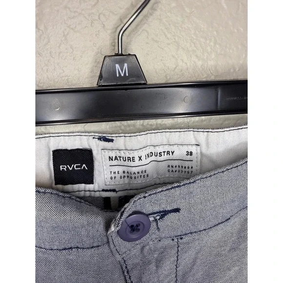 RVCA Mens Shorts Nature Industry Blue Flat Front Casual 38 - Picture 3 of 3